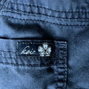 Navy Blue Koi Cargo Scrub Pants